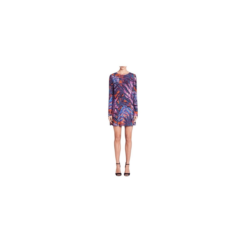 Mara Hoffman Herbarium Swing Dress Persimmon Abstract Print Long Sleeve Sz  S - Picture 4 of 16
